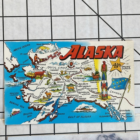 Vintage postcards (2) of Alaska, map of Alaska; No.1382 Juneau, Alaska - Picture 2 of 8
